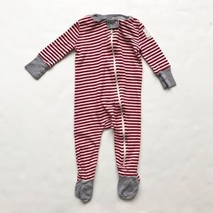 Burts Bees Baby stripe footed pyjamas VGUC 3-6 months